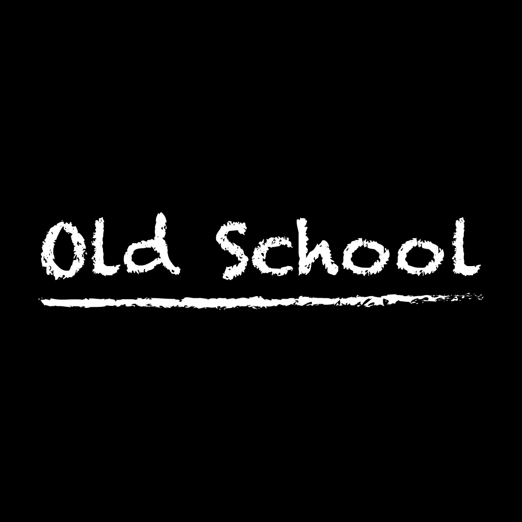 White text 'Old School' on a black background
