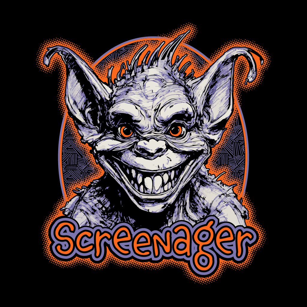 Gargoyle-like creature with 'Screener' text on a black background
