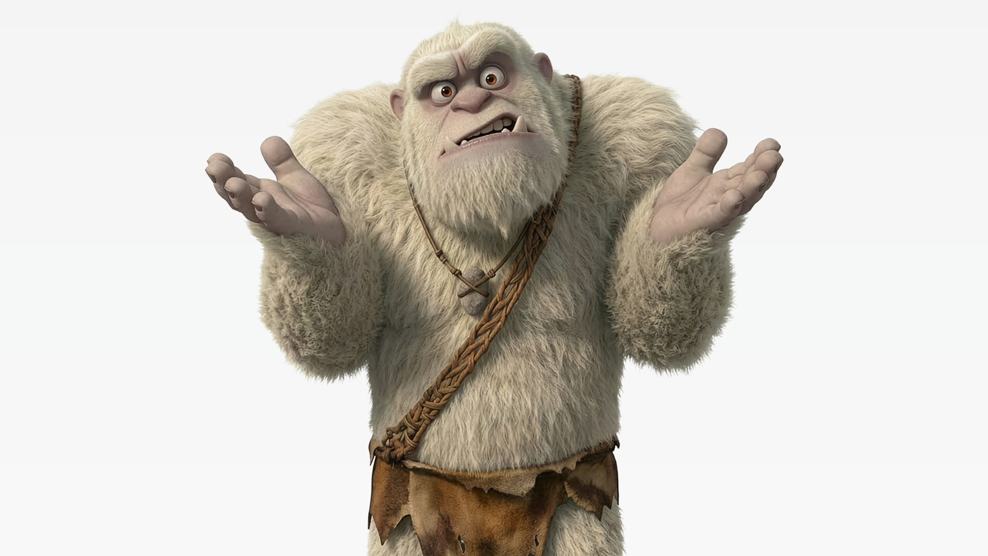 Animated character with a surprised expression on a white background